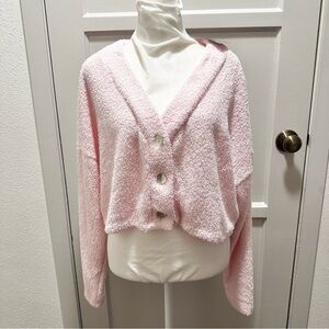 Target Wild Fable Fuzzy Button Front Cropped Cardigan SZ XXL Pink